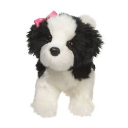 PELUCHE - CHIEN SHIH-TZU POOFY BLANC ET NOIR